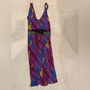 Betsy Johnson 90s Purple and Blue Butterfly Print Dress - Size Medium